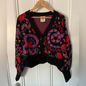 "Black Jungle Fruits" cropped cardigan